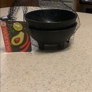 2 pack plastic black Molcajete salsa bowl